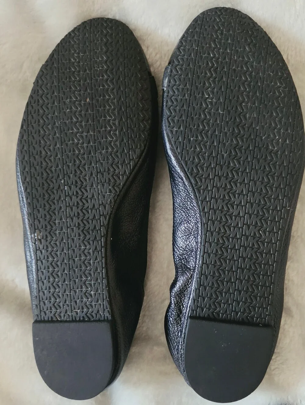 Michael Kors Black Patent & Leather Ballet Flats with Gold MK Medallion